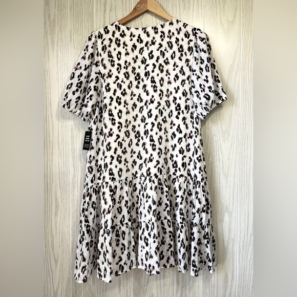 EXPRESS Medium Pink Black Animal Print Ruffle Dress NWT - Picture 3 of 4